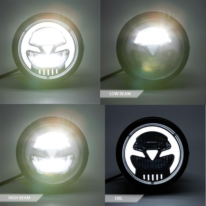 BENEALL Motorcycle Headlight 5.75 inch Round LED with Mounting Brackets Assembly, Front Headlamp with DRL High/Low Beam for Cafe Racer E-bike Bobber Chopper (style A) - Image 5